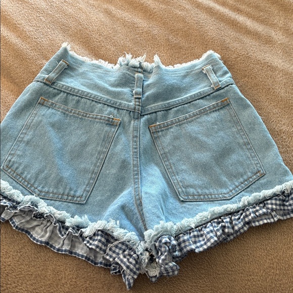 Vintage Eden Chumke Ruffle Denim Shorts Y2K Cottagecore Made USA - Picture 5 of 5